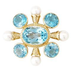 Brooch- Blue Topaz And Pearl