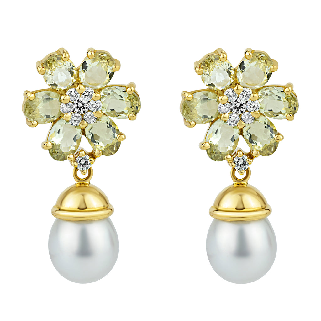 Earrings- Beryl, S.S. Pearl And Diamond (2166H)