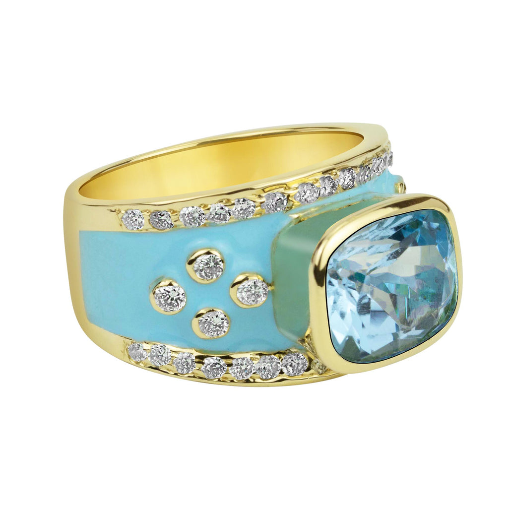 Ring - Blue Topaz And Diamond (enamel)