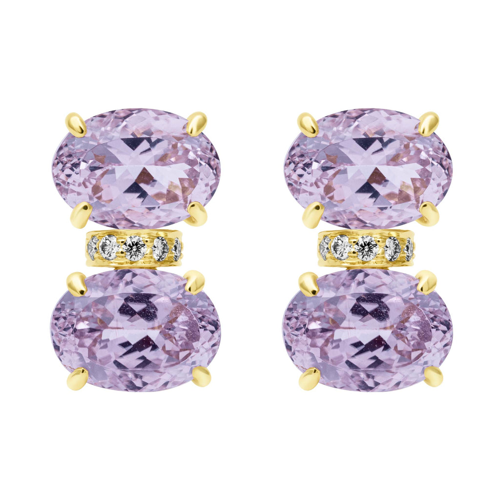 Earrings - Kunzite And Diamond