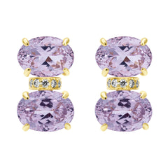 Earrings - Kunzite And Diamond