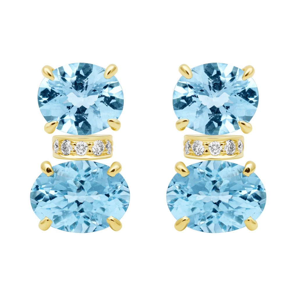 Earrings - Blue Topaz And Diamond