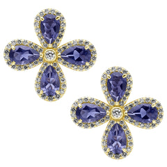 Earrings - Iolite And Diamond