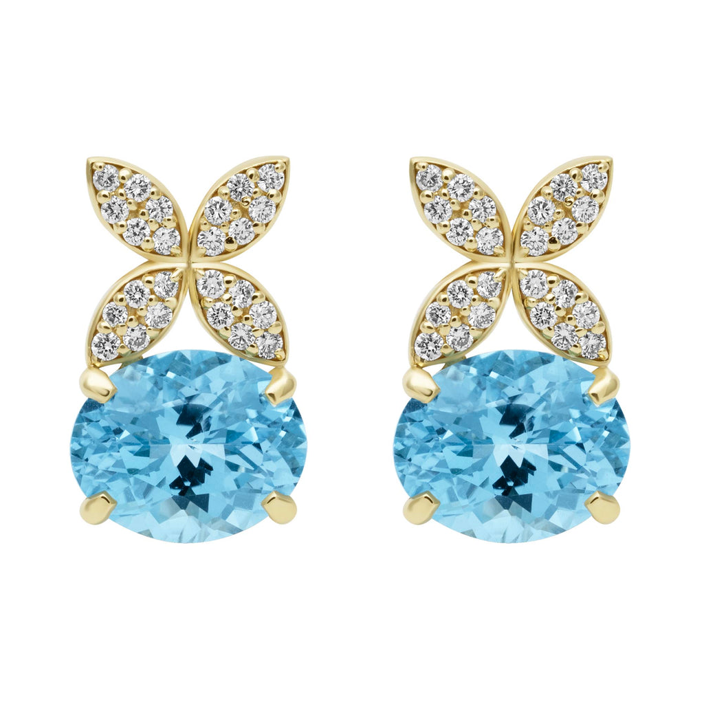 Earrings - Blue Topaz And Diamond