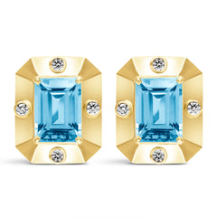 Earrings - Blue Topaz And Diamond