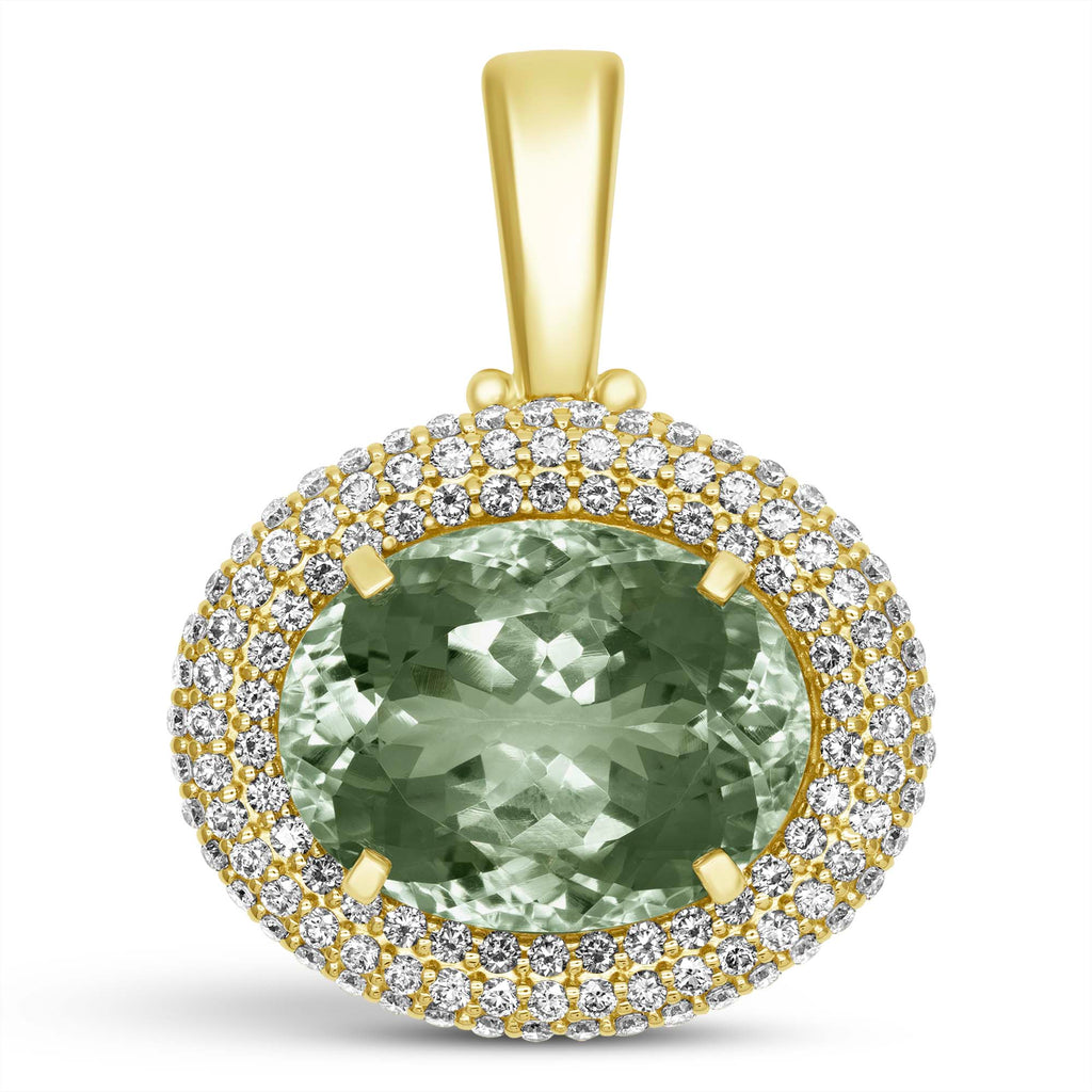 Pendant - Green Quartz And Diamond