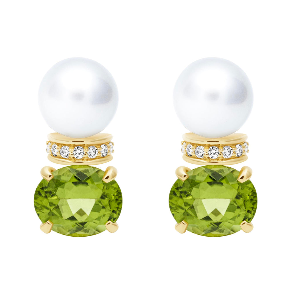 Earrings - Southsea Pearl, Peridot And Diamond