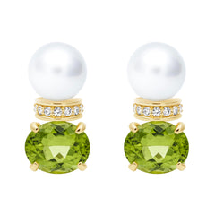 Earrings - Southsea Pearl, Peridot And Diamond