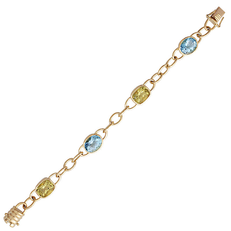 Bracelet- Blue Topaz And Lemon Quartz