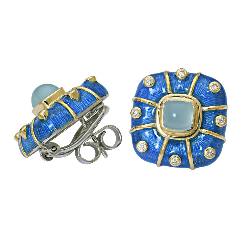 Earrings-Chalcedony and Diamond (Enamel)