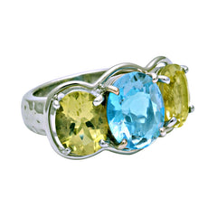 Ring-Blue Topaz and Lemon Quartz