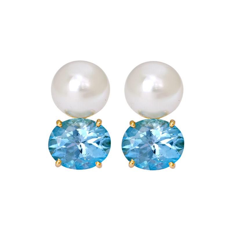 Earrings- Blue Topaz and South Sea Pearl