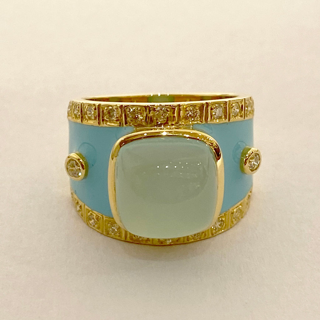 Ring - Chalcedony and Diamond in 18K gold