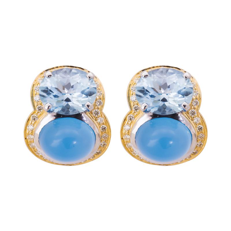 Earrings- Chalcedony, Blue Topaz and Diamond