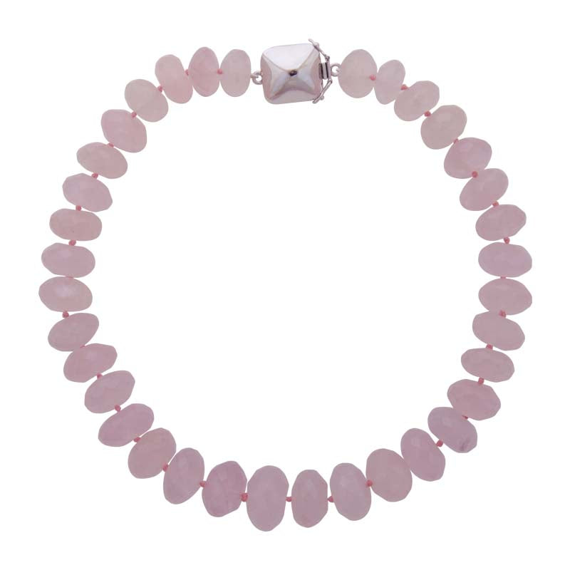 Neckbeads- Rose Quartz with Silver Clasp