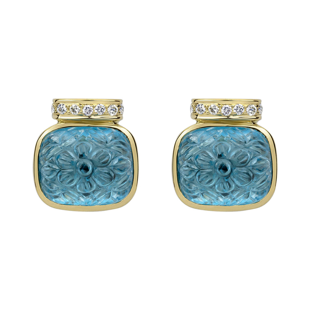 Earrings - Blue Topaz And Diamond