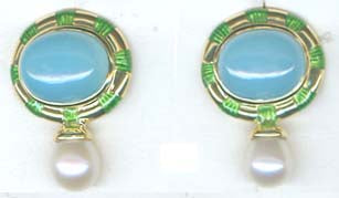 Repair - Earrings - Chalcedony and Pearl (1754M)